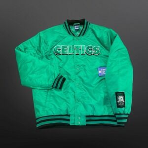 Boston Celtics NBA Green Satin Bomber Jacket Ultra Game Men's Size Large
